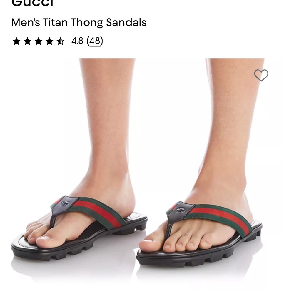 Gucci Black Flip Flop Sandals with Green and Red Web Stripe NWT
